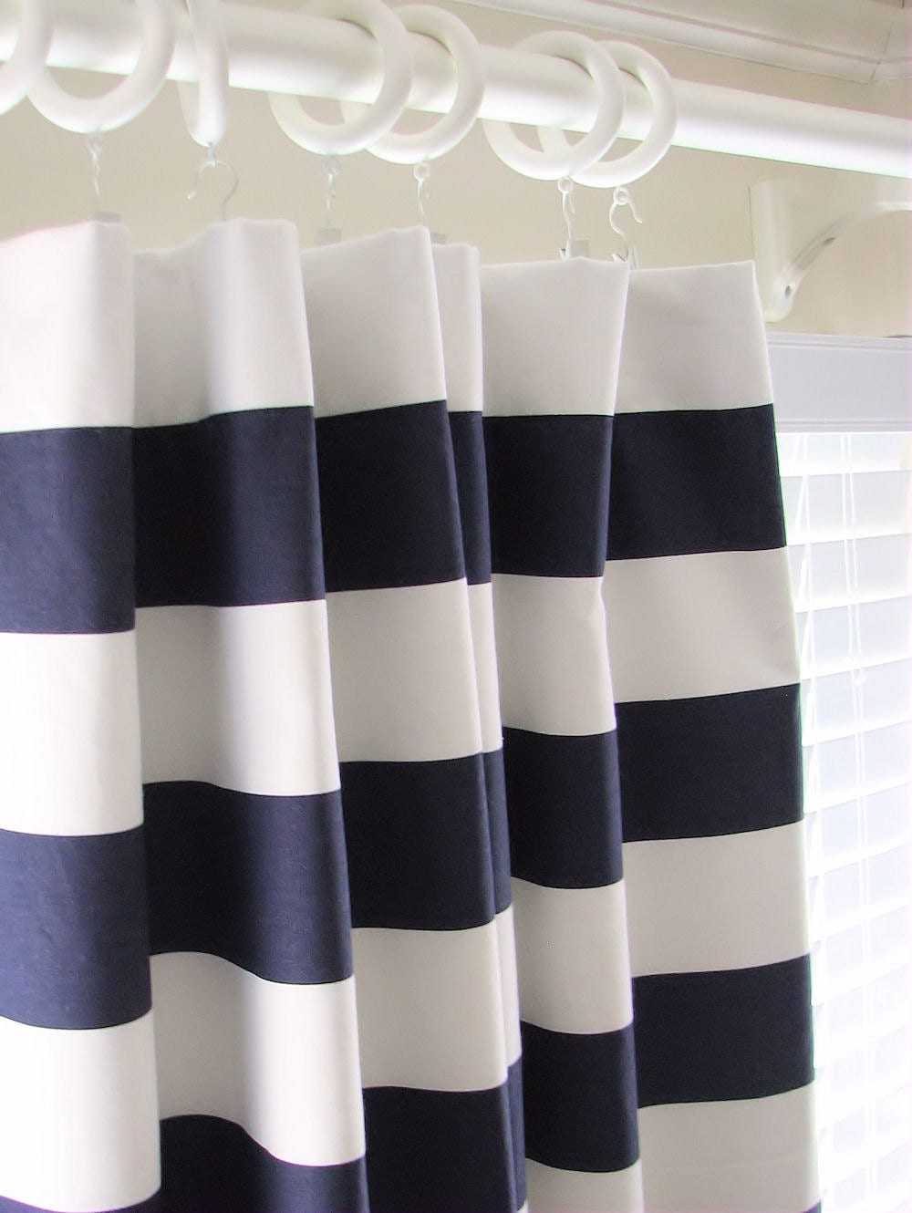 Vinyl Bathroom Window Curtains Gray and White Horizontal Stri