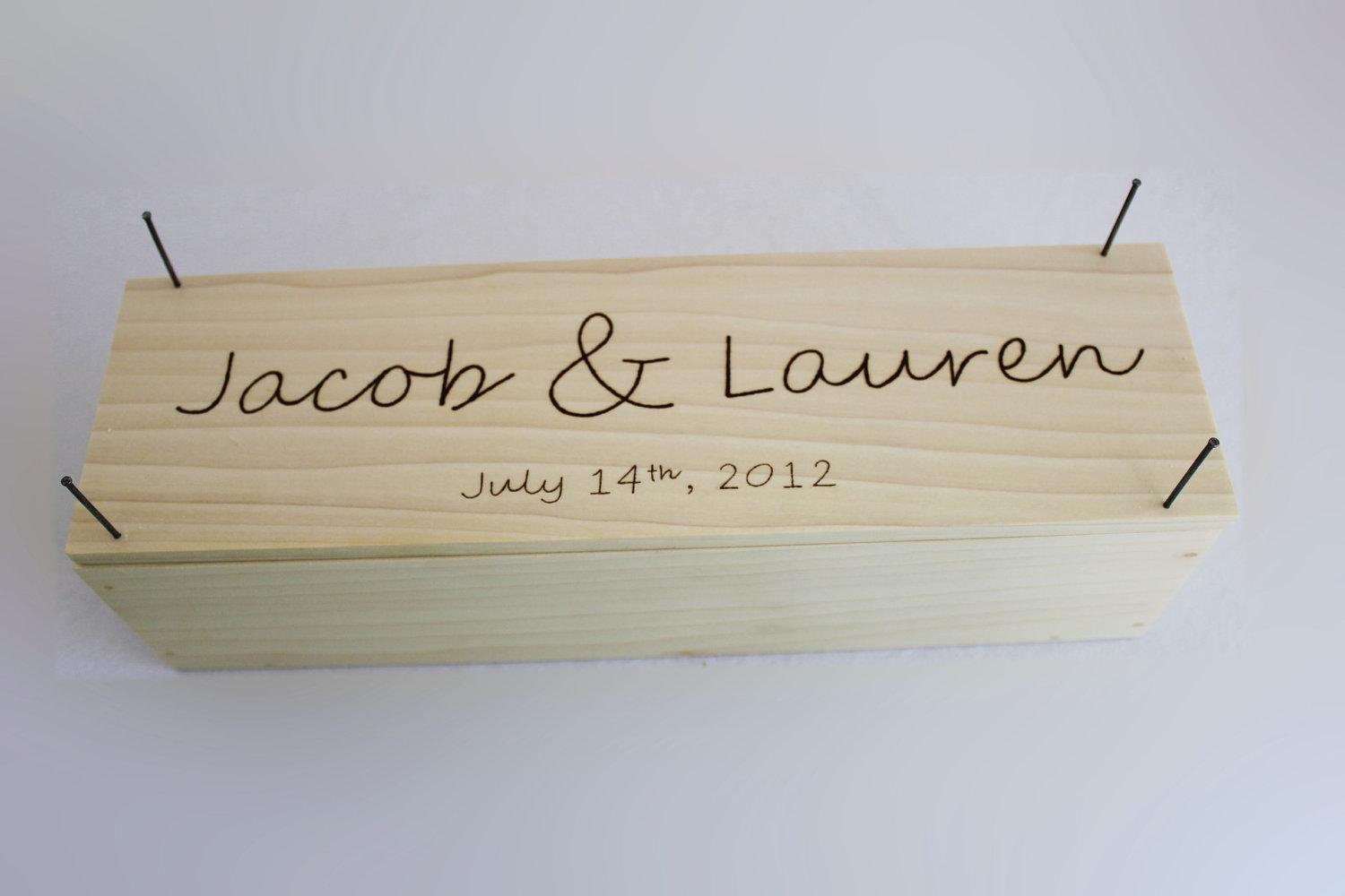 Wedding Wine Box, Memory Box, Time Capsule for Your Wedding, Anniversary or other Special Occasion to nail shut