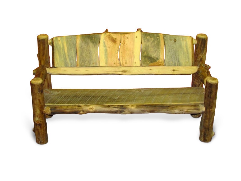 wood log bench