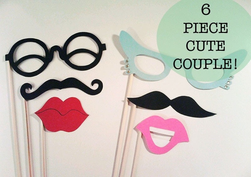 Photo Booth Props - 6 Piece Cute Couple