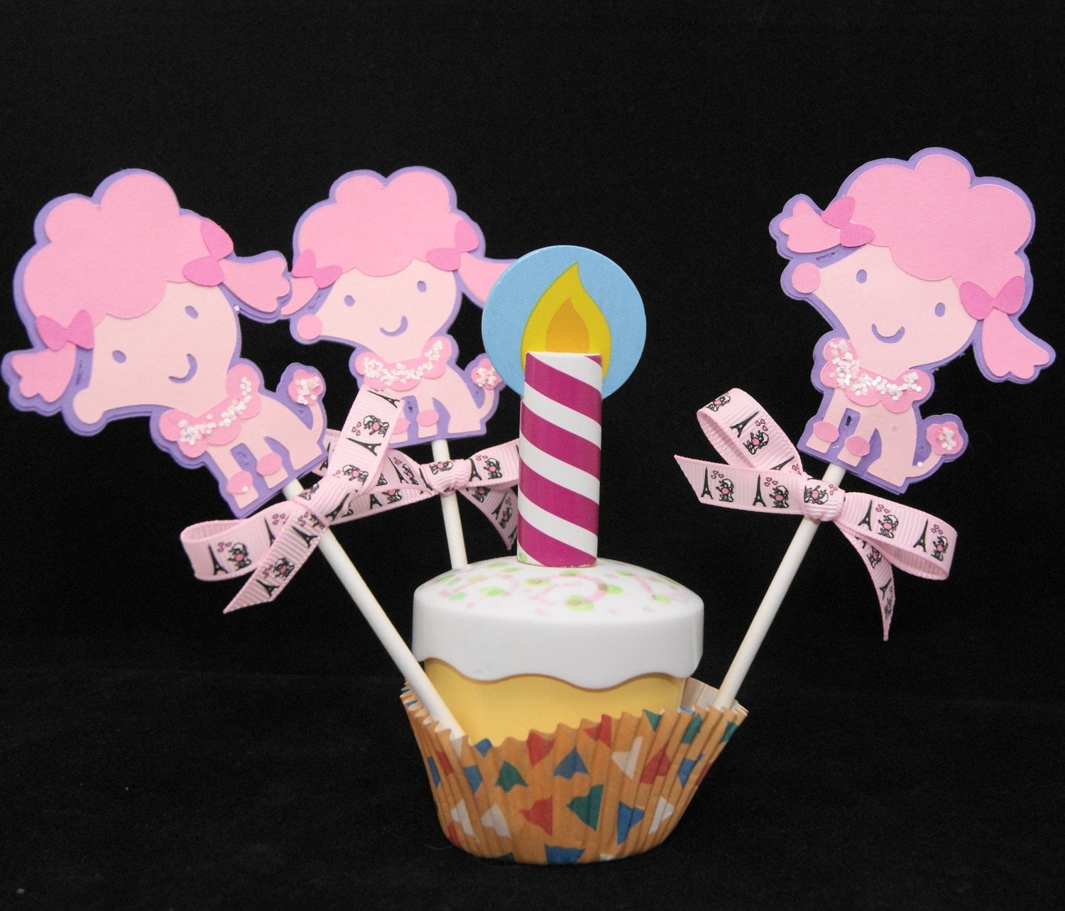 Pink Poodle Cupcake Toppers, Pink, Dog Party Decorations, French Party ...