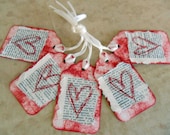 Gift Tags Favor Tags French Love Vintage Dictionary Red Heart Weddings Valentines Romantic