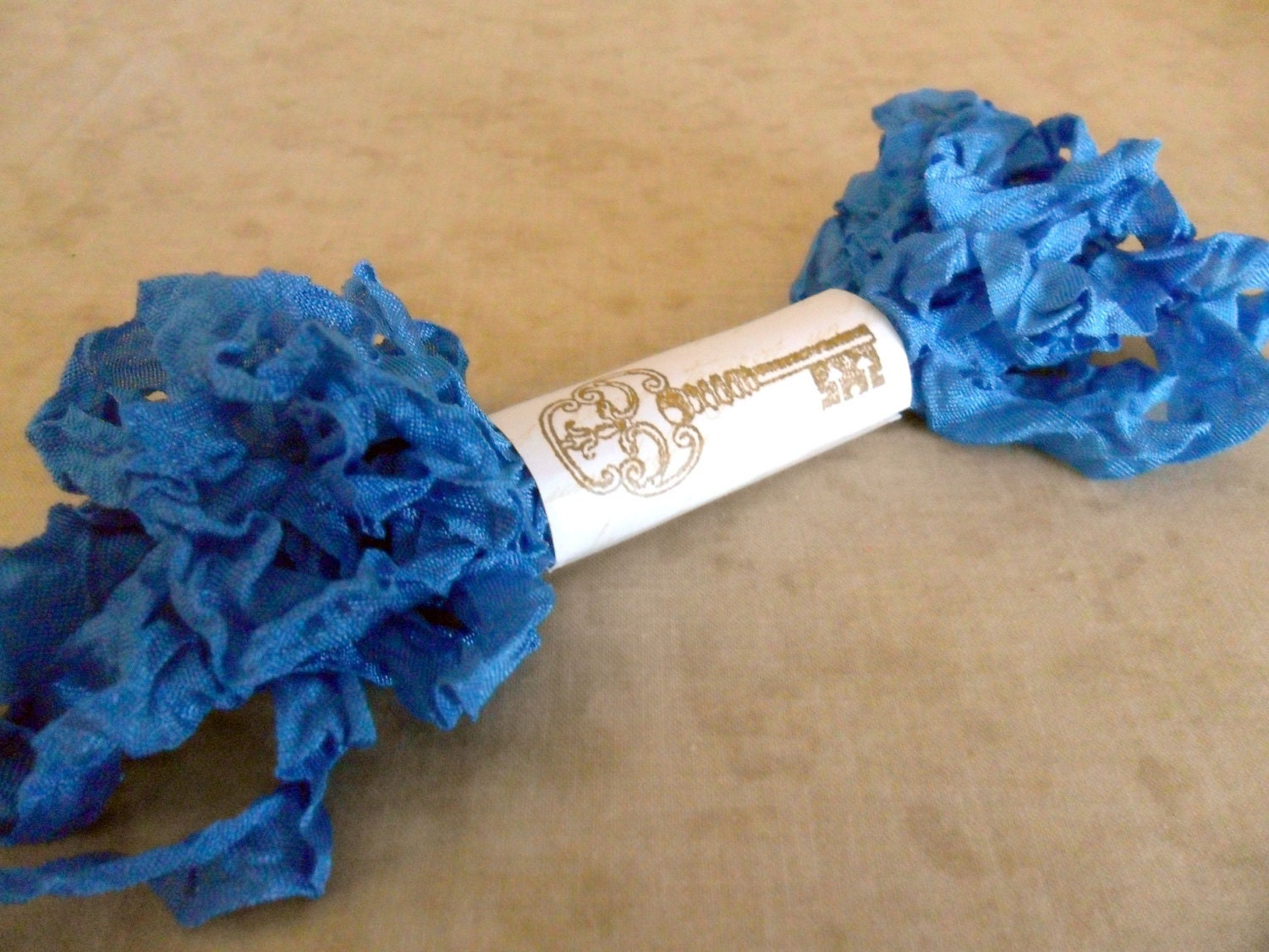 Seam Binding Ribbon Danube Blue Shabby Crinkled Country