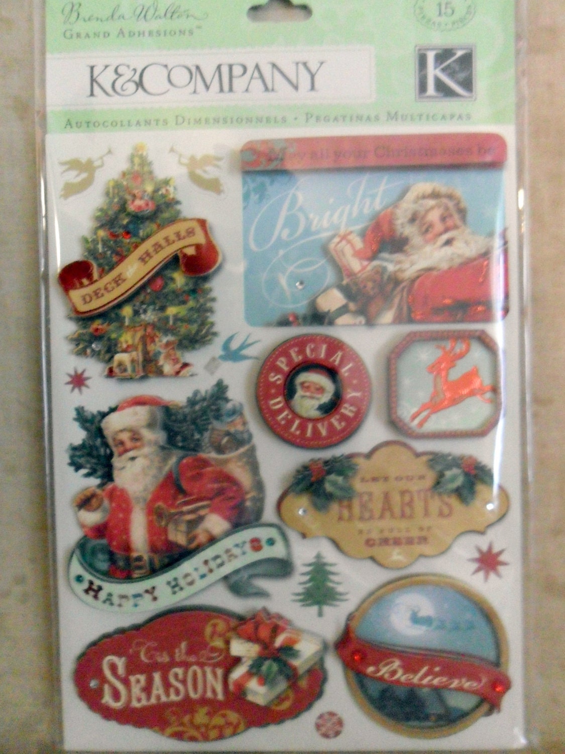 Brenda Walton Santa Stickers by K and Company-FREE SHIPPING