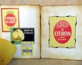 Blank All Occasion Cards Lemon Label Fun Retro-Style French Spanish Yellow Red