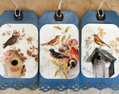Gift Tags Favor Tags Birdhouse Bird Dark Sapphire Blue Die Cut Bookmarks Wish Tags Nature