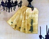 Gift Tags Favor Tags Scaredy Cat Halloween All Hallow's Eve Distressed Midnight Black Tan