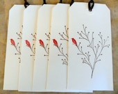 Gift Tag Favor Tag Cardinal in a Bare Tree Winter Red Bird Brown Wish Tag Holiday December January