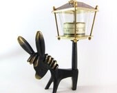 Vintage ORIGINAL Modernist Austrian 1960s Brass Donkey Figure with Thermometer