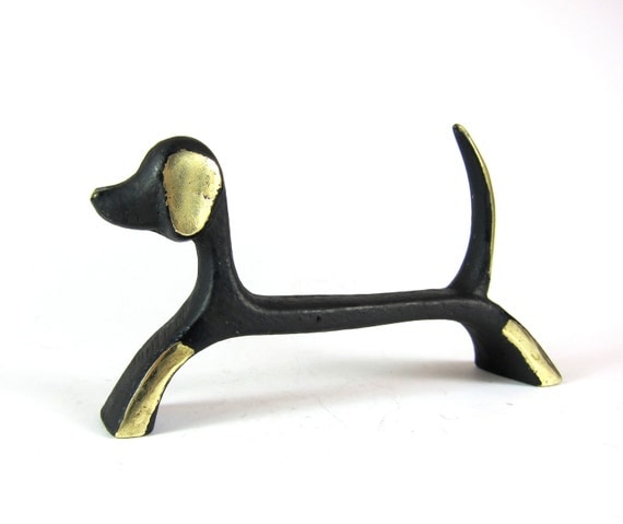 Vintage Walter Bosse Modernist Austrian 1960s Brass Dog Figurine or Knife Rest