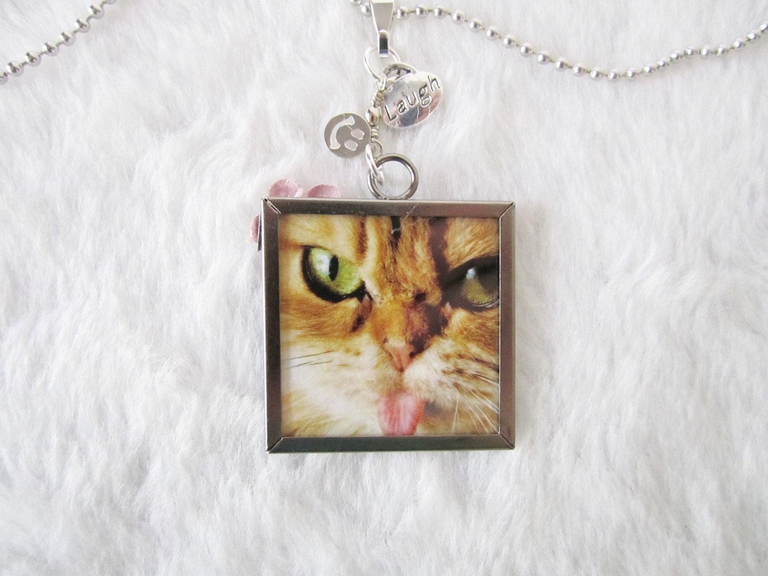 Reversible Cat Thought Bubble Charm Pendant