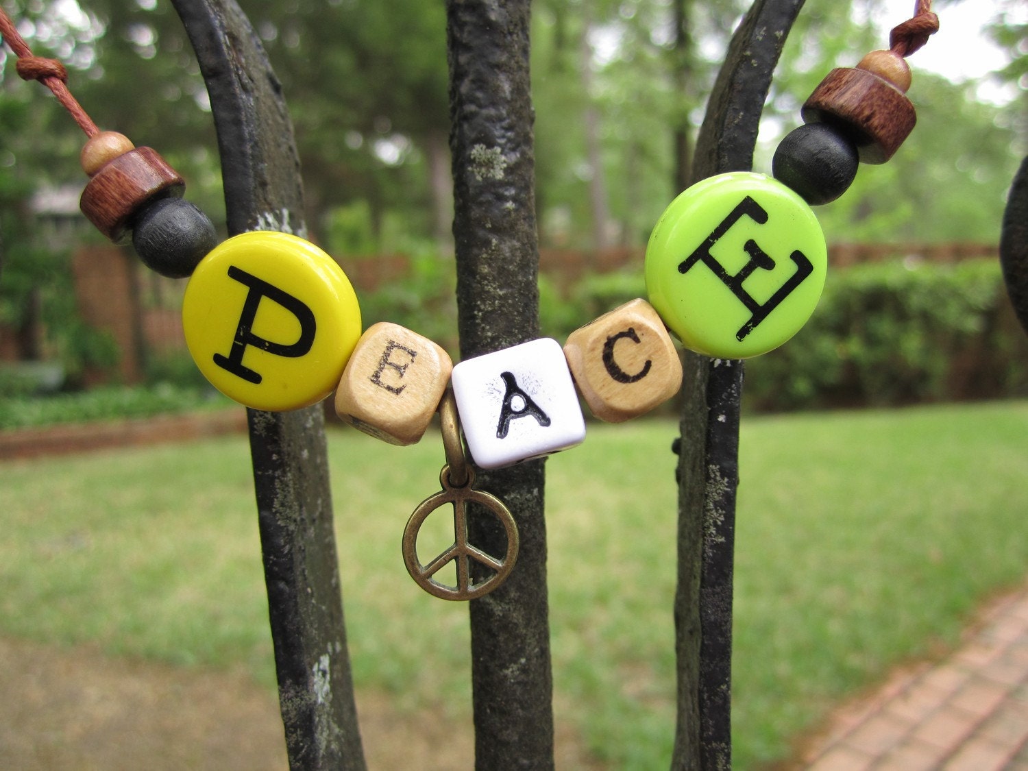 Peace Message Word Hippie Necklace