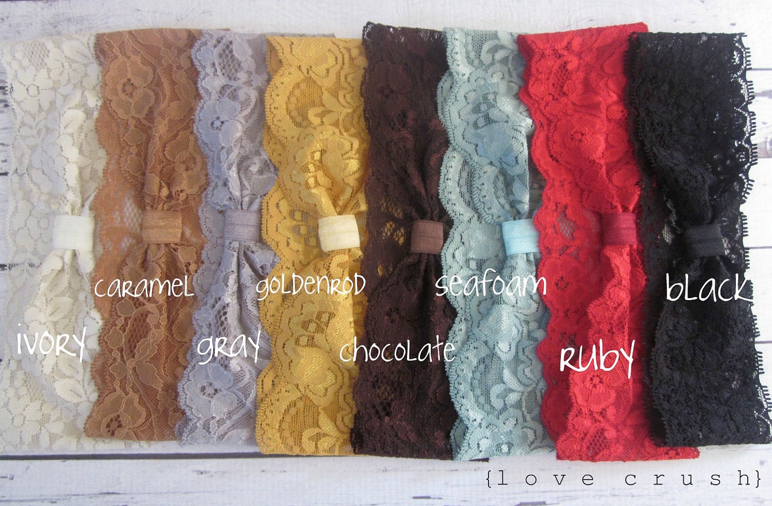 SET OF 4 vintage inspired wide stretch lace headbands head wraps NEW colors (newborn-adult)