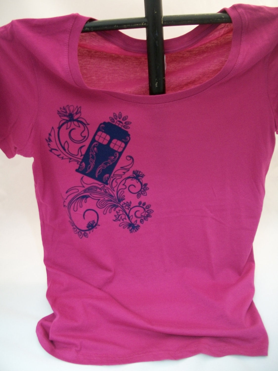 Henna Police Box Raspberry Ladies Scoopneck Tee
