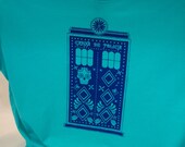 Sugar Skull Police Box Ladies Fitted Tee Seafoam Green