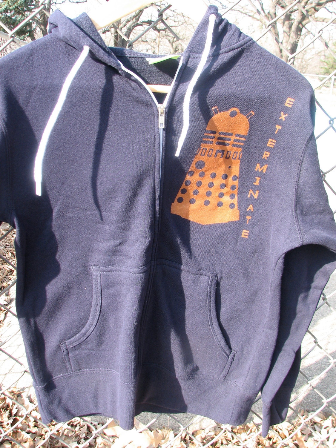 EXTERMINATE Small Unisex Hoodie Navy Blue