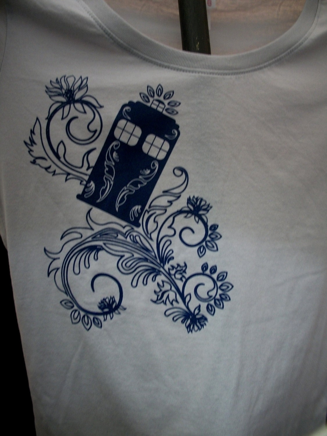 Henna Police Box Silver Ladies Scoopneck Tee