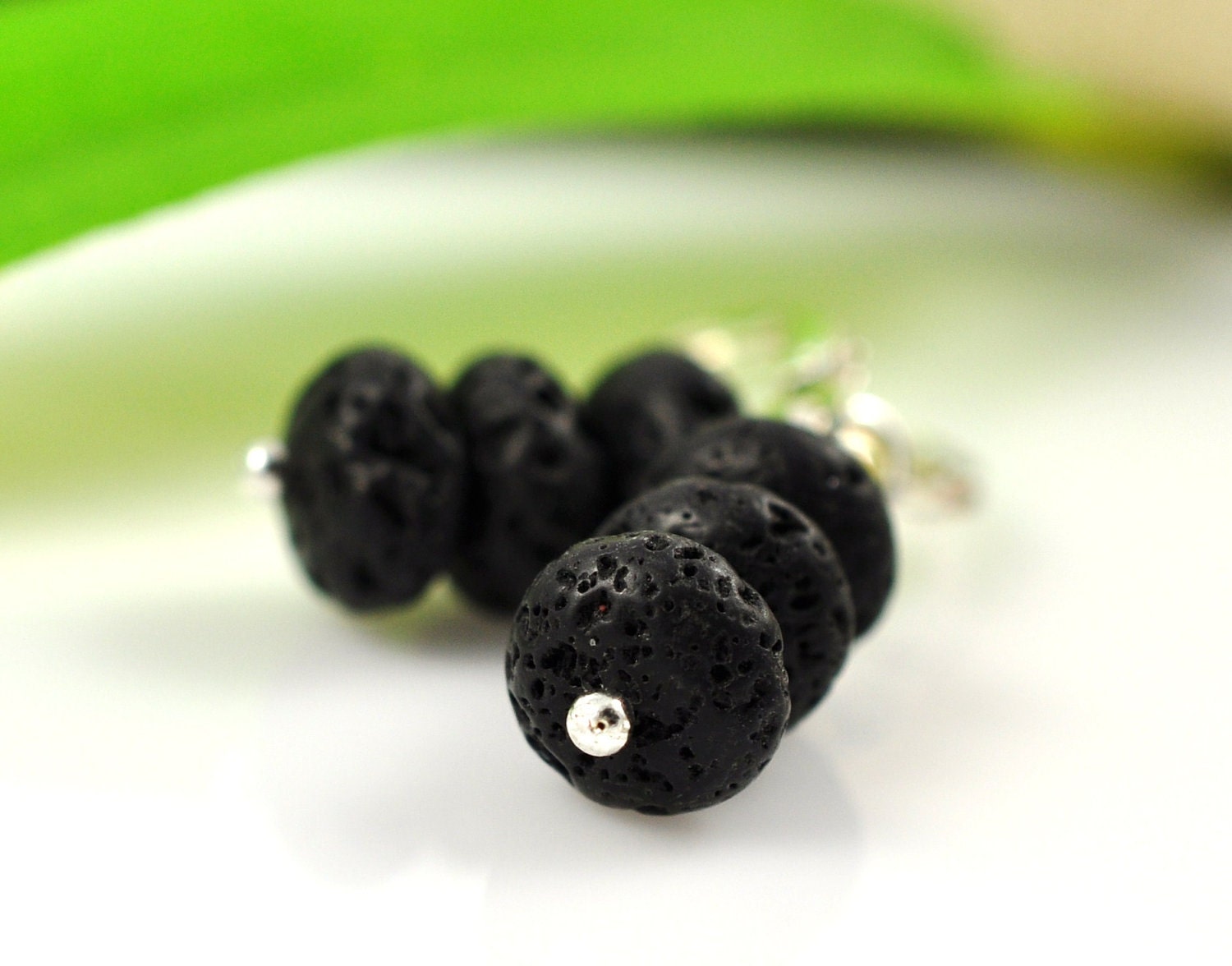 Lava Rock earrings - silver leverback and stone - Lava Fields