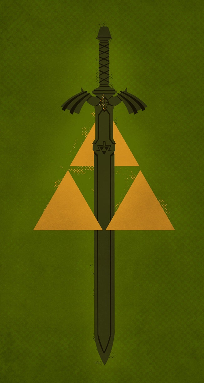 Legend of Zelda Triforce and Master Sword Original Print