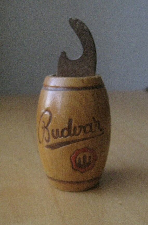 Vintage Budvar wooden beer keg bottle opener by MaineFlea on Etsy