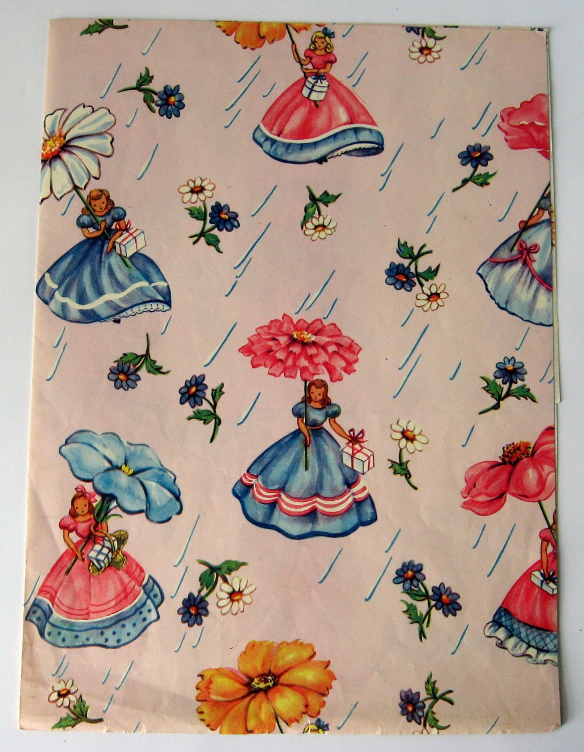 SALE - Vintage1950s Bridal Shower Wrapping Paper Lt101