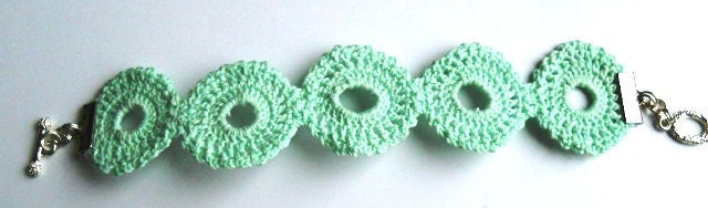 Mint Medallion Crochet Bracelet