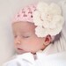 Crochet Baby Girl Beanie With Flower Newborn 0-3 and 3-6 Months Photography