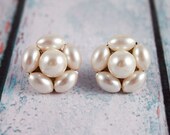 Vintage 50's White Simulated Pearl Earrings