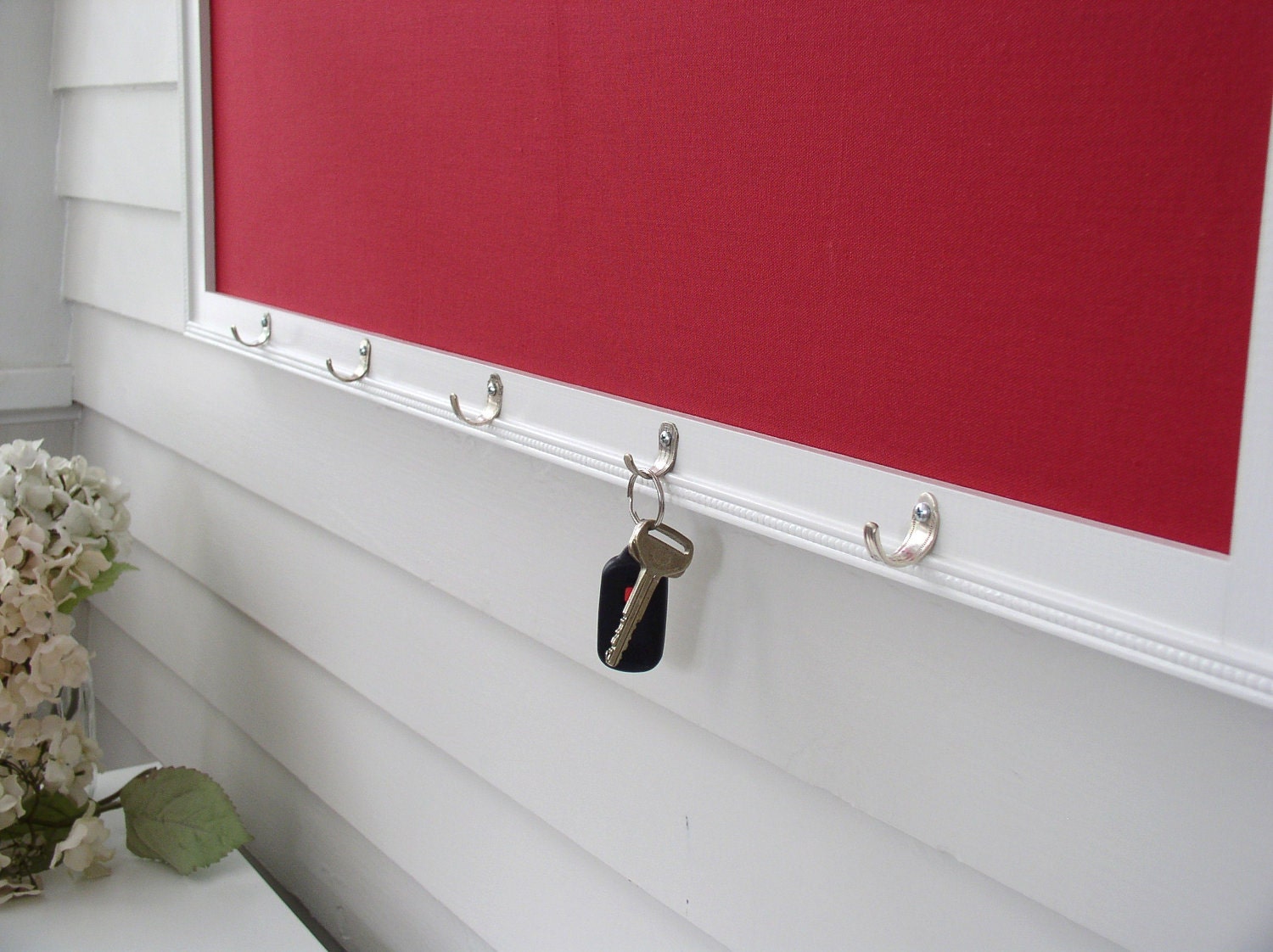 Items similar to Wall Hooks KEY HOLDER Bulletin Board Framed