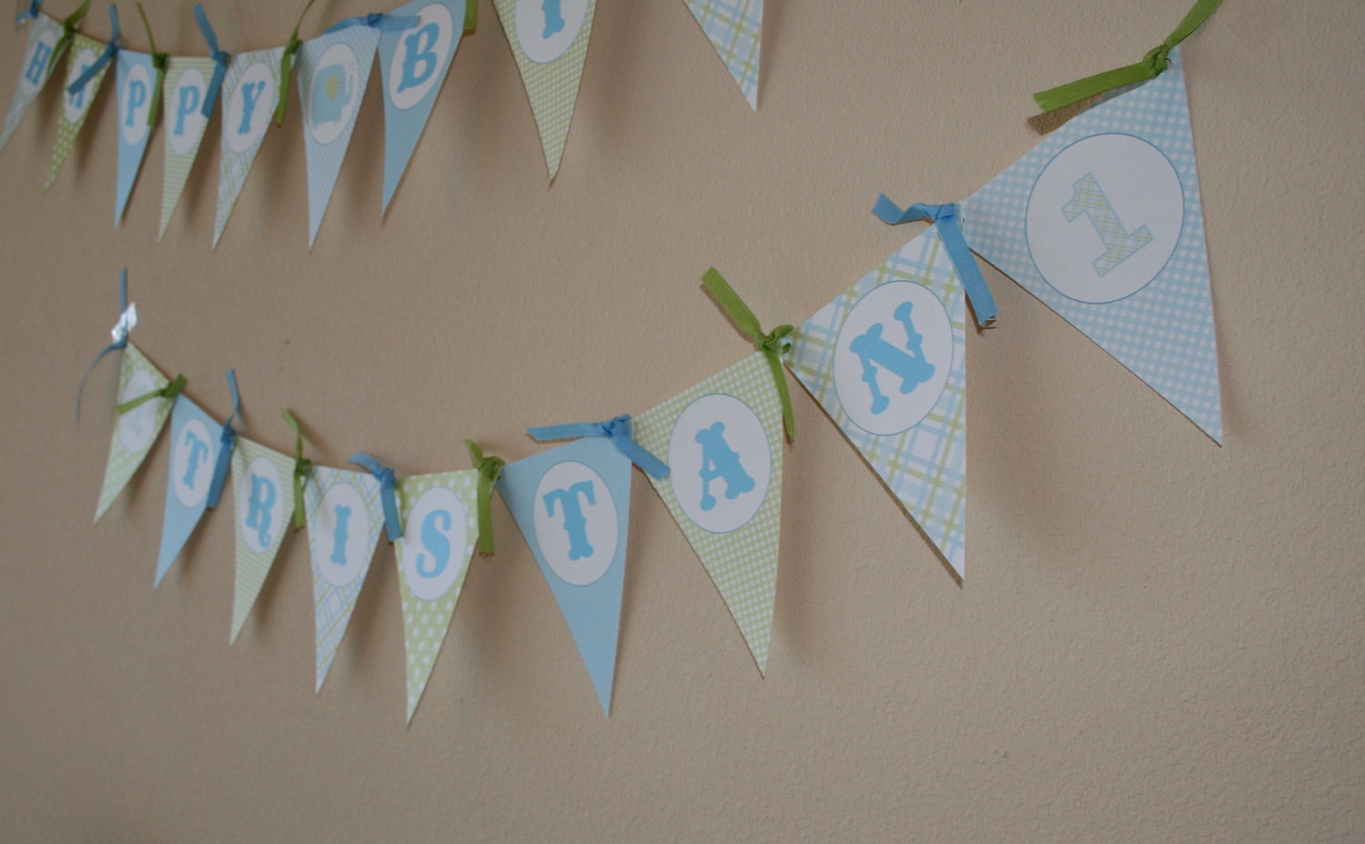 Elephant Happy Birthday Pennant Banner- print your own Il_570xn