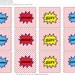 Comic Book Superhero- starburst party tags- print your own