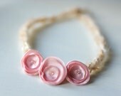 Newborn Headband photo prop, three flower with braided yarn newborn headband for photographers