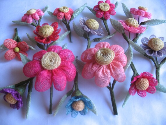 VINTAGE BURLAP FLOWERS