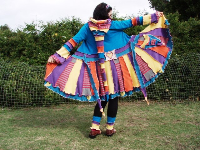 RESERVED for ERICA .......I HeArT CaNdY...earth friendly elf coat, upcycled sweater coat, hoodie,