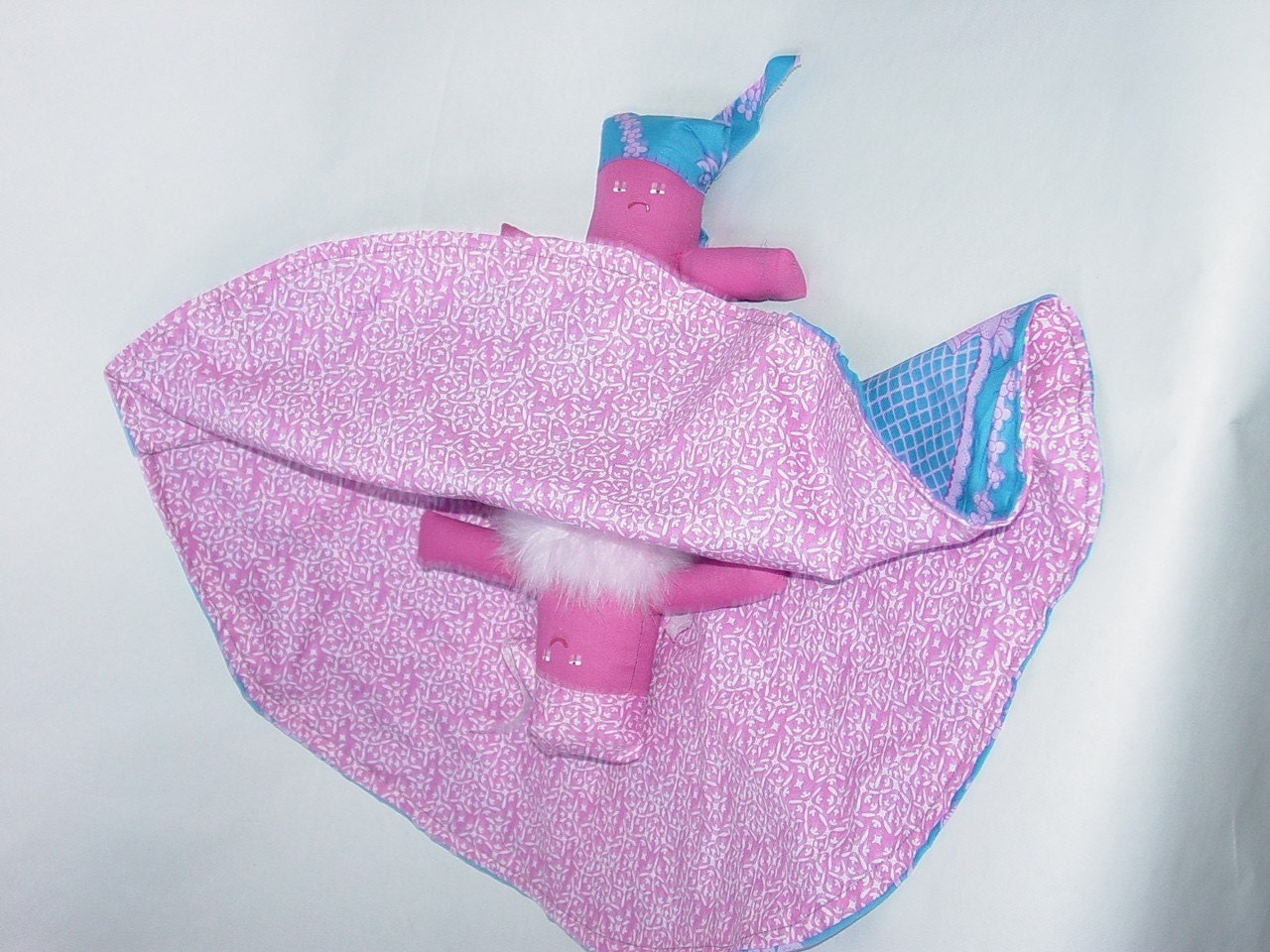 Reversible Doll, Pink and Periwinkle Topsy Turvy Doll, ragdoll, cloth doll