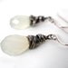 Chalcedony Earrings Briolette Wire Wrapped Oxidized Sterling Silver Dangle Earrings
