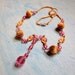 Art Deco Necklace Gold Brass Pink Glass Beads Mesh Chain Lavaliere Vintage 1930s Jewlery