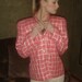 Authentic Saks Fifth Ave Gingham blazer. Cotton Candy.Bubble Gum Pnk. HAUTE COUTURE.Molly Ringwald.1980S Pretty In Pink