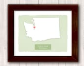 WASHINGTON art print - Personalized Home decor - Custom text Wedding Bridal shower Housewarming gift  Larger size for wedding guest book