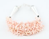 Coral Beaded Bracelet Pale Pink Magnolia Spiky Coral Beads - DevikaBox
