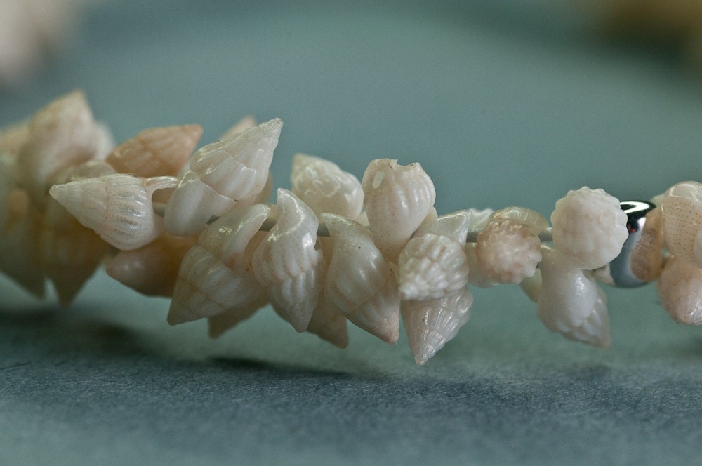 SeaShell Bracelet Beaded Mermaid Upcycled Ivory Creamy Bracelet