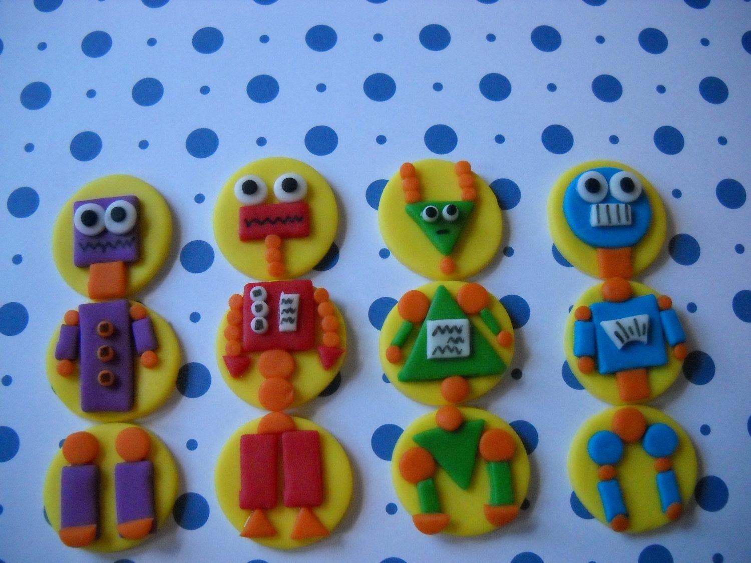 Robot Party - 12 Edible Fondant Robot Parts Cupcake Toppers