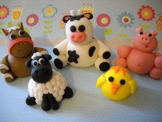 Barn Yard Friends - Edible Farm Animals Cake Topper Set of 5