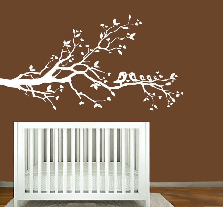 white tree branch wall decal with leaves by ModernWallDecal