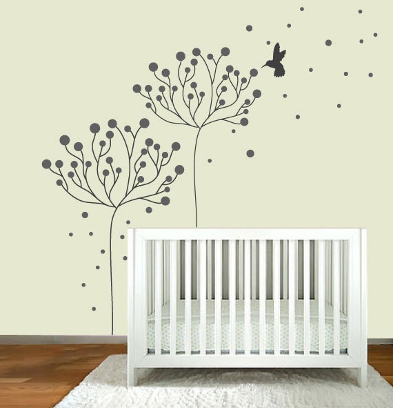 Childrens wall decal - Dandelion - Vinyl Sticker - Living Room, Hallway, Decor, Interior Wall Decals