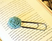 Giant PaperClip Bookmark topped with a Sky Blue Peony Cabochon