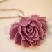 Lilac Rose Cabochon Necklace on Delicate Silver Ball Chain
