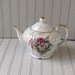 vintage floral teapot - roses with gold accents