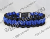 Classic Police Thin Blue Line Paracord Survival Bracelet Band Strap