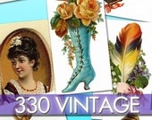 Digital collection Vintage Images Miscellany labels jewellery decoupage ephemera vintage lady romantic victorian shoes rose butterfly / C134